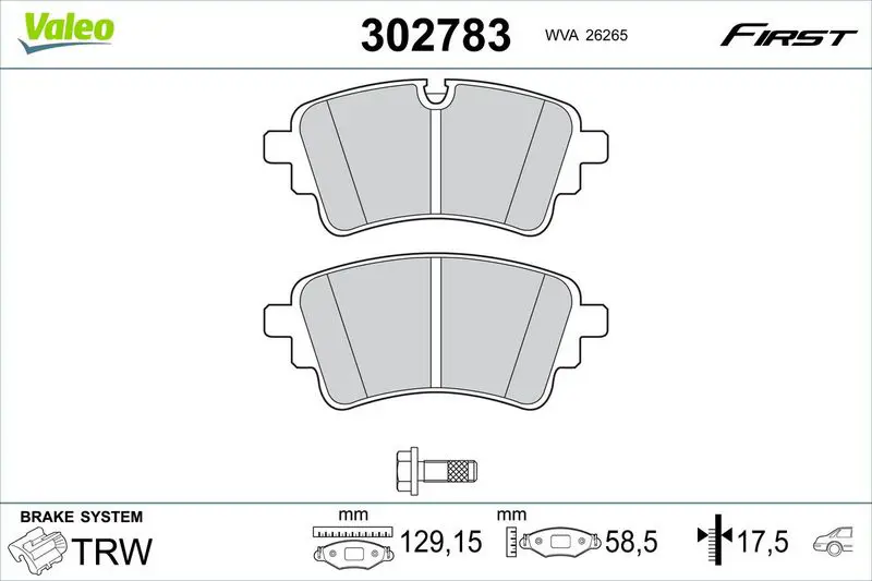 VALEO 302783 Комплект тормозных колодок,