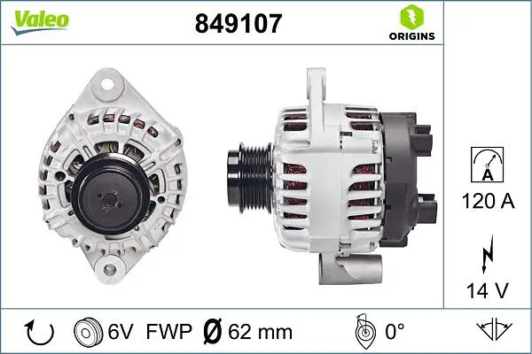 VALEO 849107 Генератор 120A ORIGINS NEW