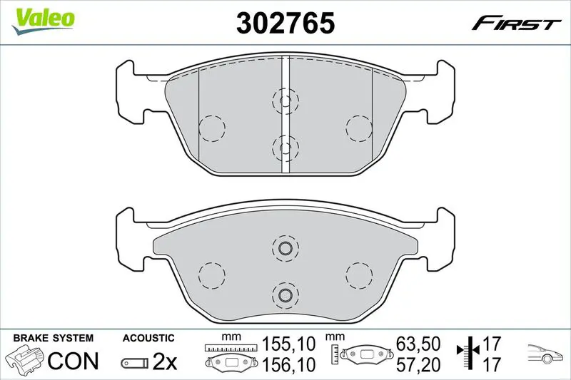 VALEO 302765 Комплект тормозных колодок,