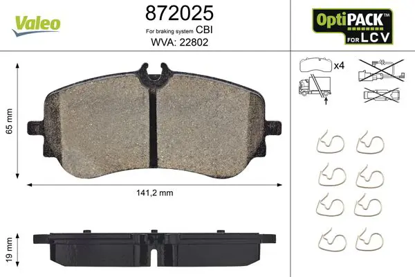 VALEO 872025 Комплект тормозных колодок,