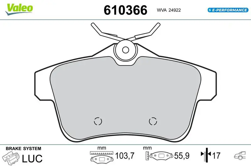 610366 BRAKE PADS EV PEUGEOT 3008 RR