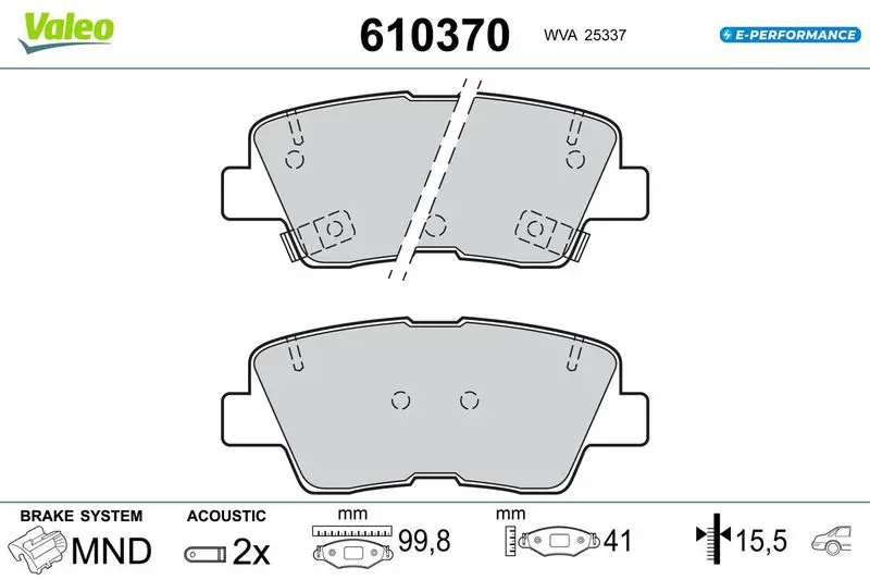 610370 BRAKE PADS EV HYUNDAI TUCSON