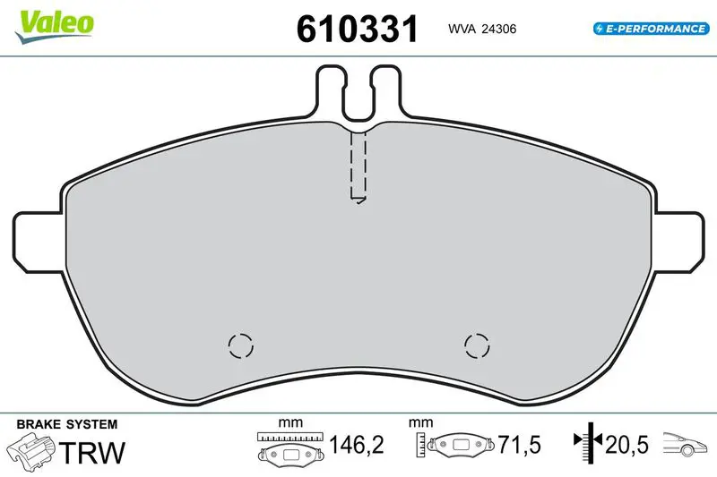 610331 BRAKE PADS EV MERCEDES E CLASS