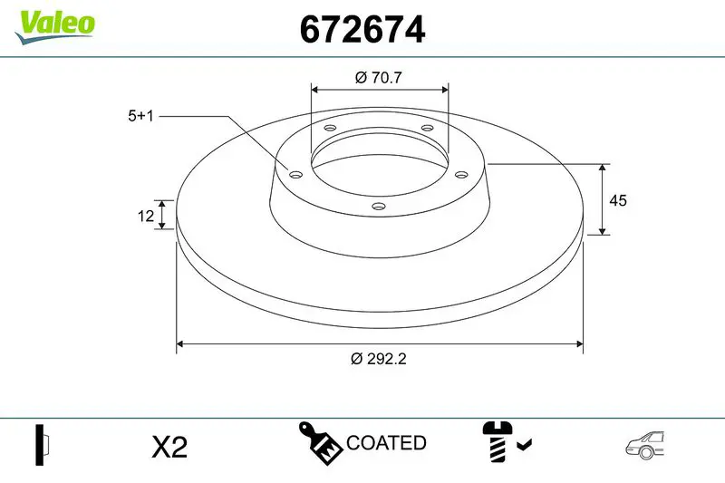 VALEO 672674 Тормозной диск
