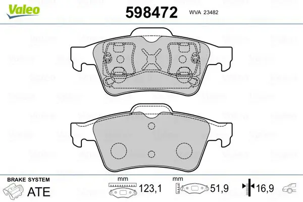 VALEO 598472 Комплект тормозных колодок