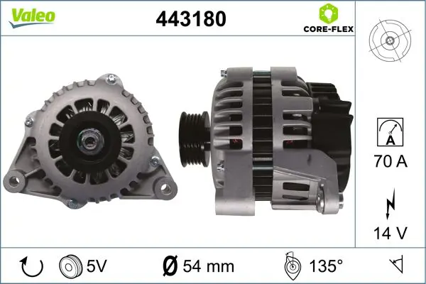 443180 ALTERNATOR NEW CORE FLEX