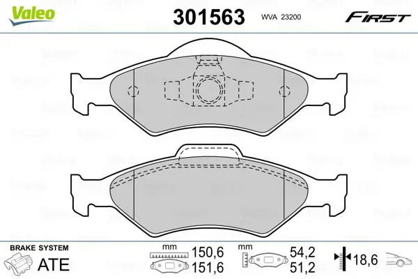 VALEO 301563 Комплект тормозных колодок