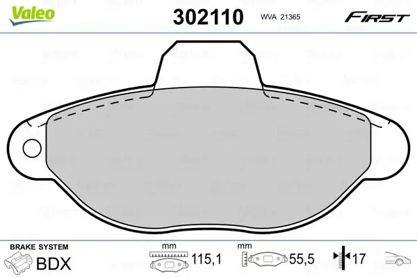VALEO 302110 Колодки тормозные | перед |