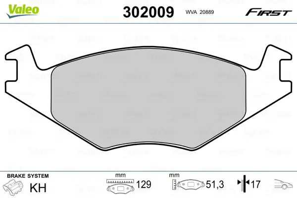 VALEO 302009 Комплект тормозных колодок,