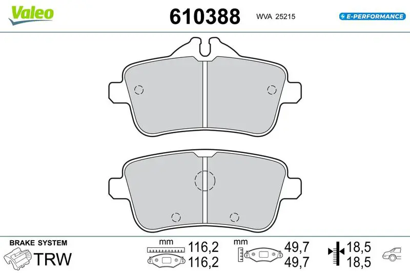 610388 BRAKE PADS EV MERCEDES GLE RR