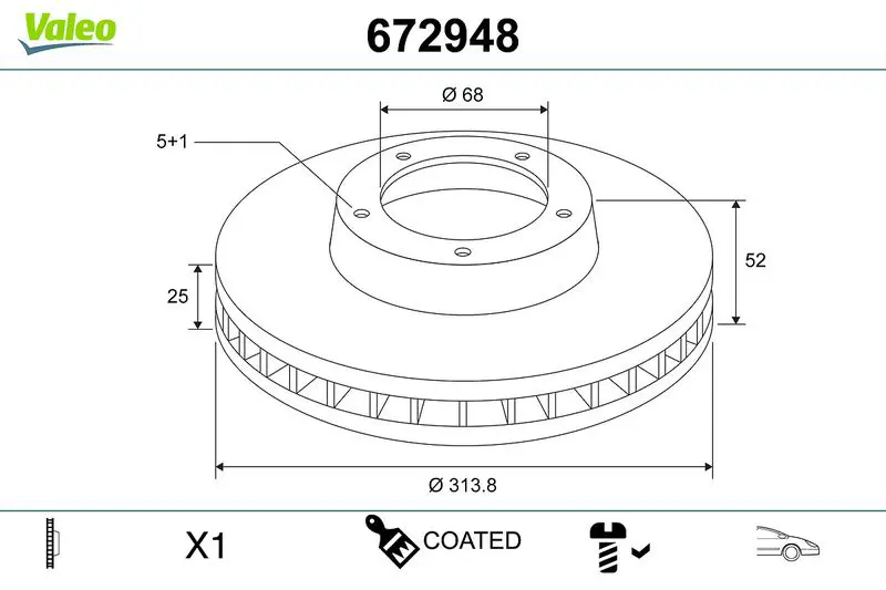 VALEO 672948 Тормозной диск