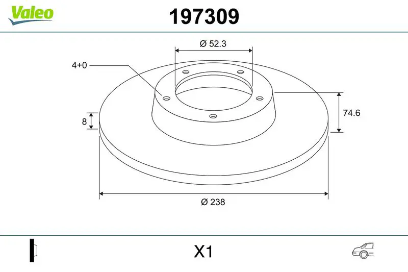 VALEO 197309 Тормозной диск