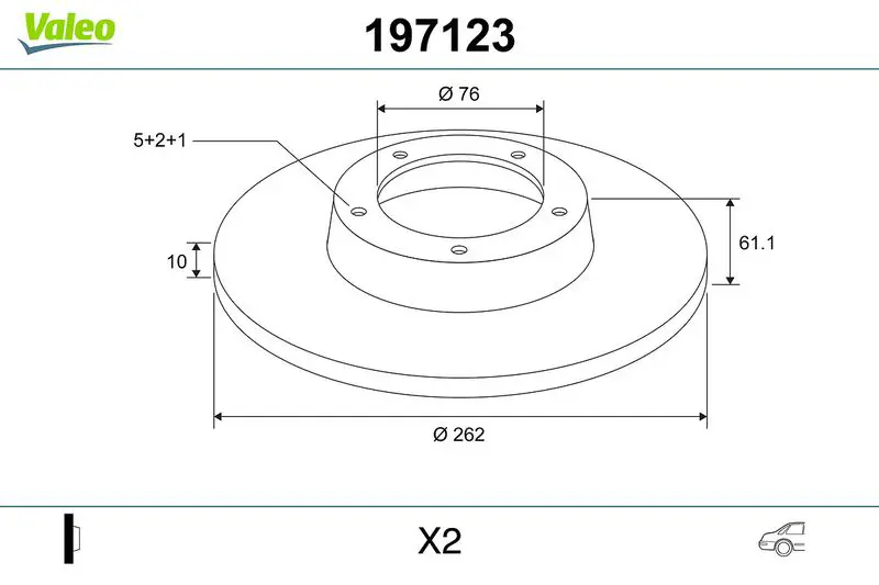 VALEO 197123 Тормозной диск