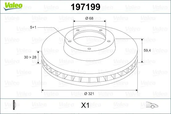 VALEO 197199 Тормозной диск