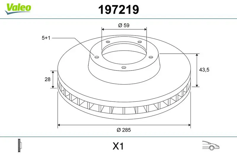 VALEO 197219 Тормозной диск