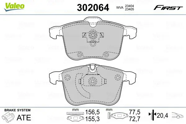 VALEO 302064 Комплект тормозных колодок,