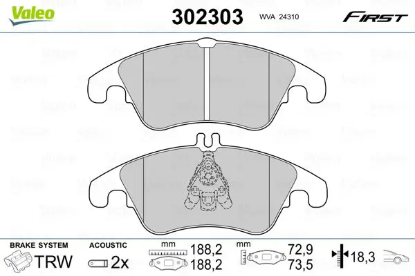 302303 Комплект тормозных колодок,