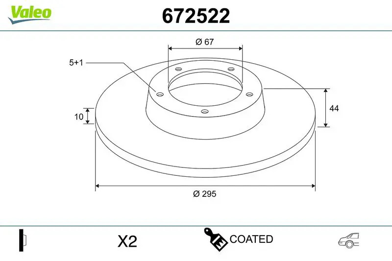 VALEO 672522 Тормозной диск