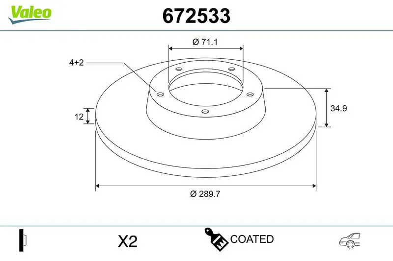 VALEO 672533 Тормозной диск