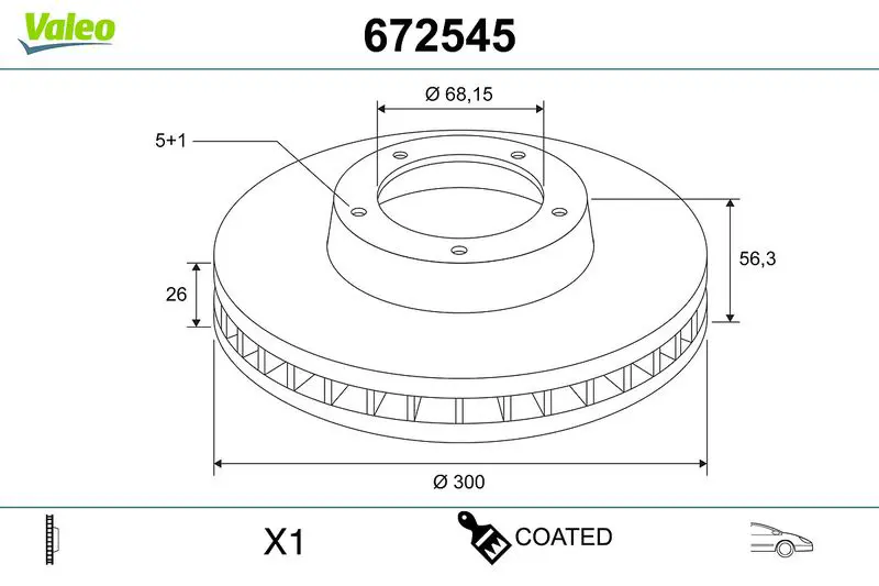 VALEO 672545 Тормозной диск