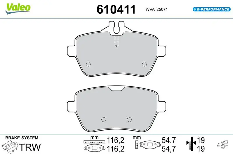 610411 BRAKE PADS EV MERCEDES S CLASS