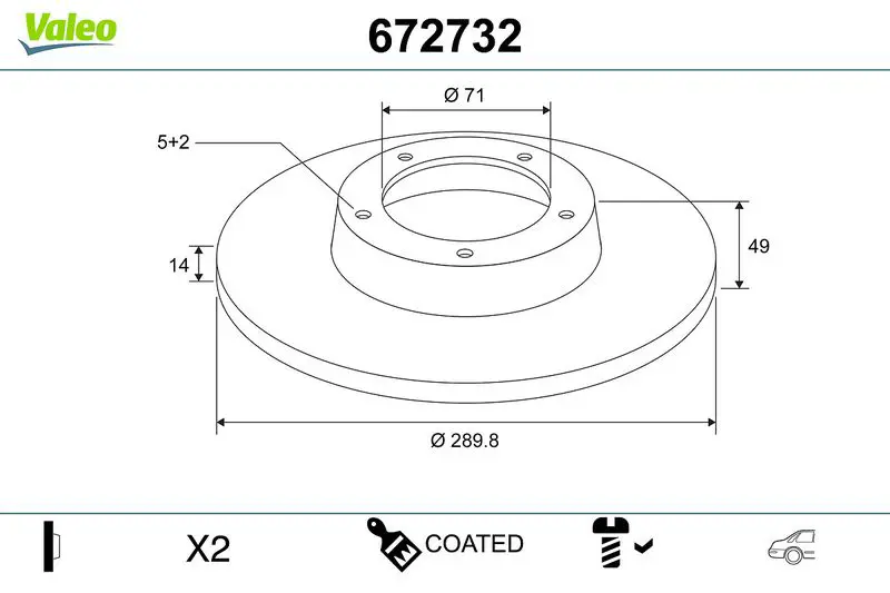 VALEO 672732 Тормозной диск