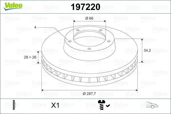 197220 Тормозной диск передний 1 шт.