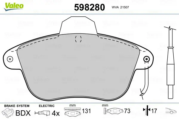 VALEO 598280 Колодки передние PSA 605