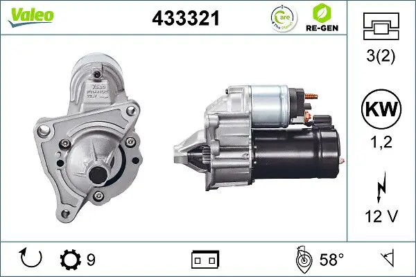 433321 Стартер (восстановленный) 12V