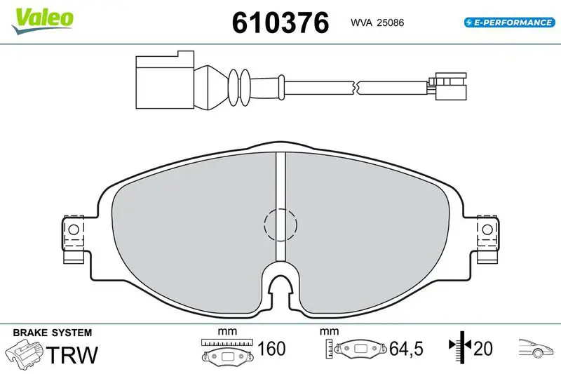 610376 BRAKE PADS EV AUDI A3 FR IT
