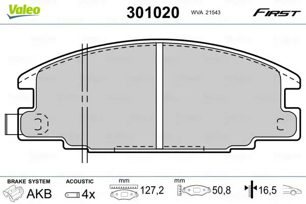 VALEO 301020 Комплект тормозных колодок