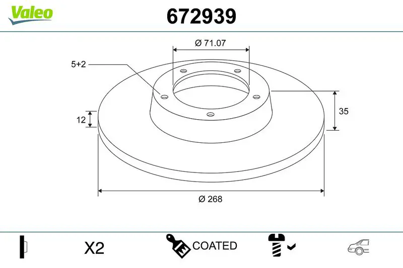VALEO 672939 Тормозной диск