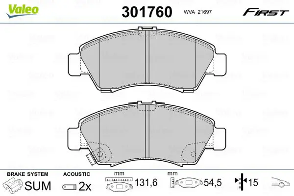 VALEO 301760 Комплект тормозных колодок