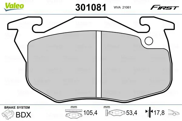 VALEO 301081 Комплект тормозных колодок