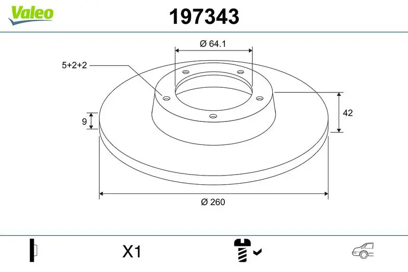 VALEO 197343 Тормозной диск
