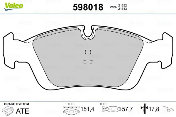 VALEO 598018 Комплект тормозных колодок