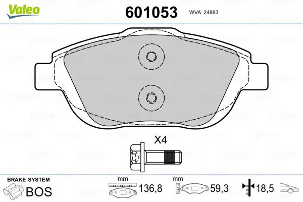 601053 К т торм. колодок Fr PSA C3,