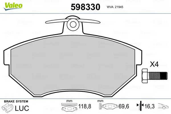 598330 Колодки тормозные VW GOLF POLO