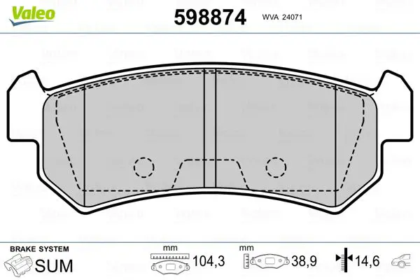 598874 Колодки тормозные задние