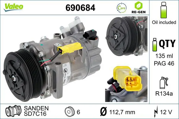 VALEO 690684 Компрессор, кондиционер