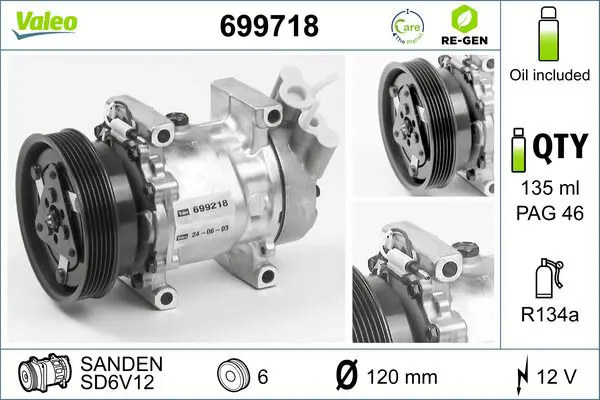 VALEO 699718 Компрессор AC REN CLIO II