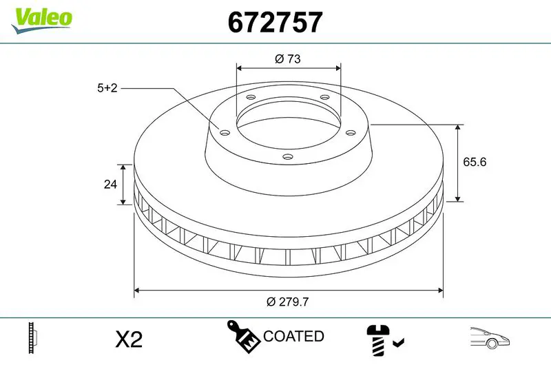 VALEO 672757 Тормозной диск
