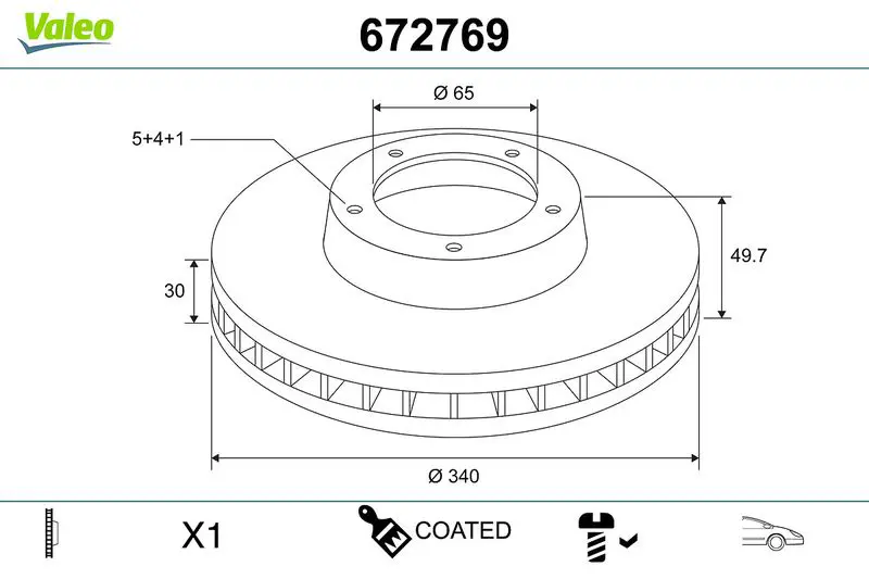 VALEO 672769 Тормозной диск