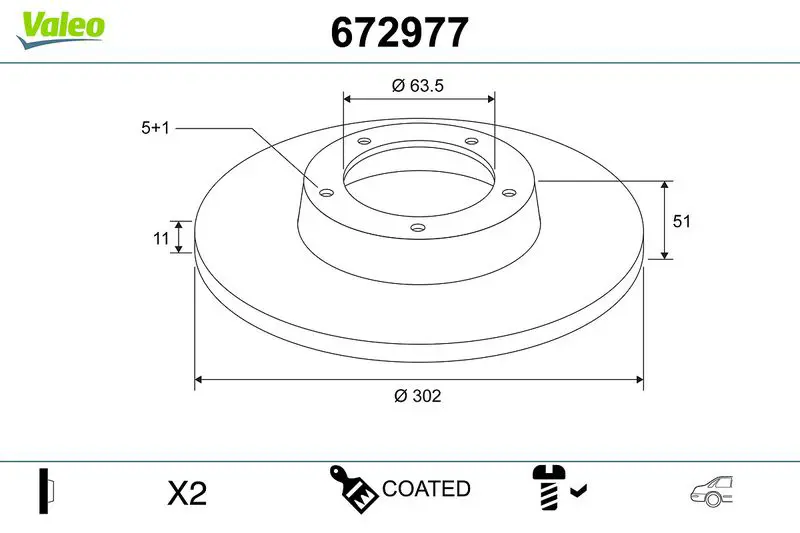 VALEO 672977 Тормозной диск