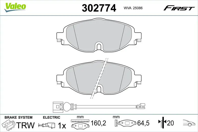 VALEO 302774 Комплект тормозных колодок,