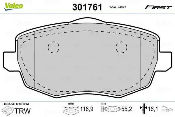 VALEO 301761 Комплект тормозных колодок,