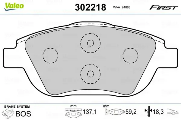 VALEO 302218 Комплект тормозных колодок,