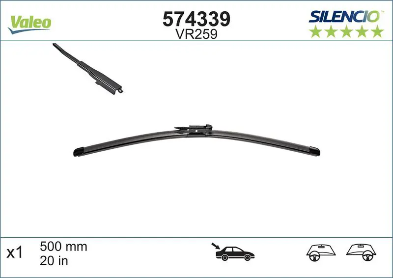 VALEO 574339 Щетка с/о бескаркасная задняя