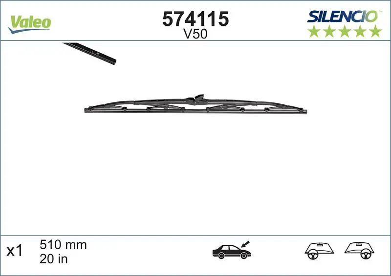VALEO 574115 Щетка с/о каркасная 500mm