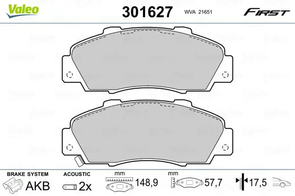 VALEO 301627 Комплект тормозных колодок